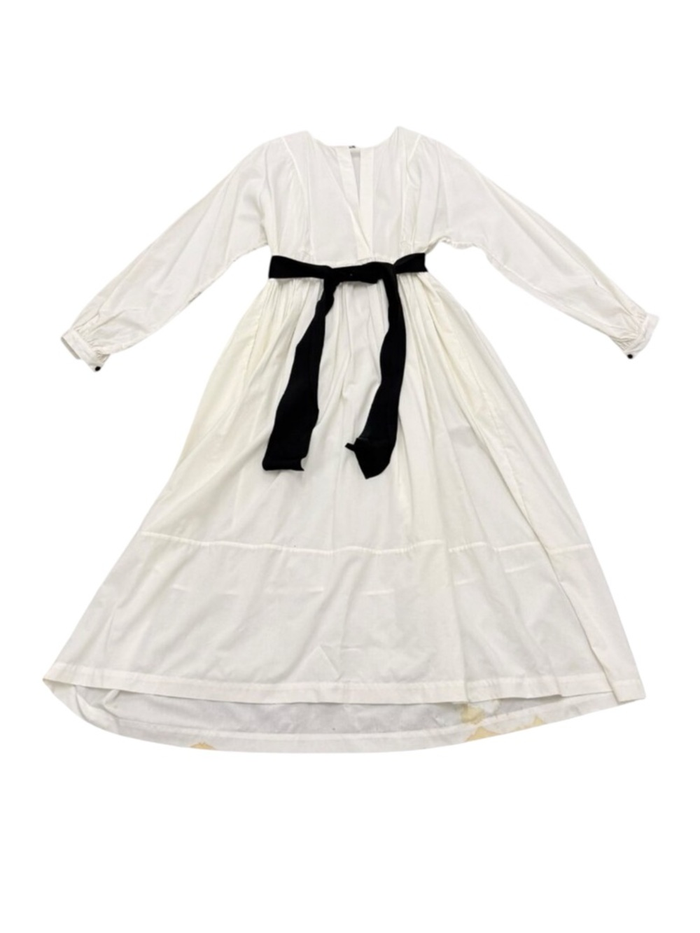 Kamperett White Cotton Tie Waist Dress Modern Designer Prairie Cottagecore Style